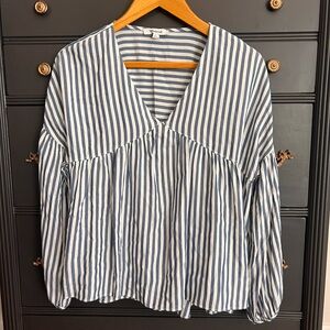 Madewell Blue and White Striped Blouse